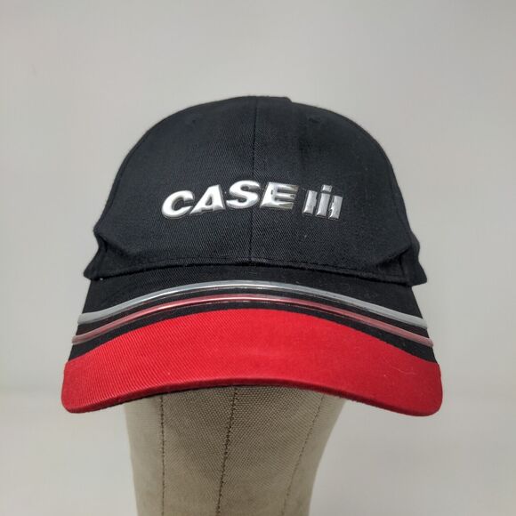 Case IH Men's Strapback Hat Black Red Striped 3D Metallic Logo - Picture 2 of 11